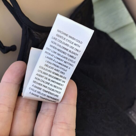 In Bloom By Jonquil Black Sheer Mesh Lace Halter Top Sz M Goth Coquette Grunge - Picture 8 of 8